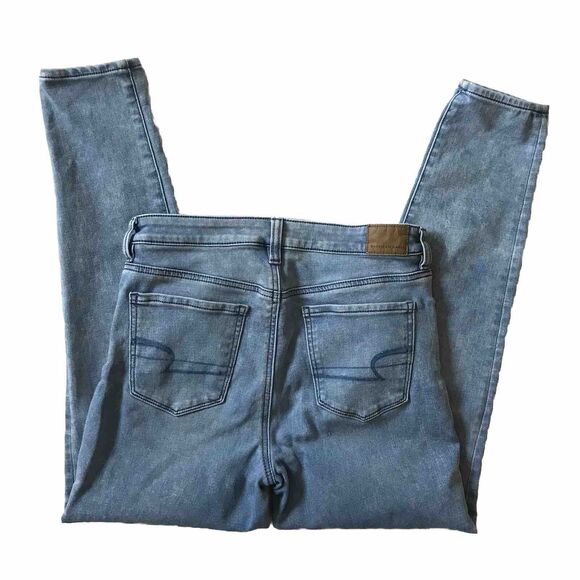American Eagle Jeans Jegging Super Hi Rise Stretch Skinny 8 8R 28 x28 Light Wash - Picture 2 of 11